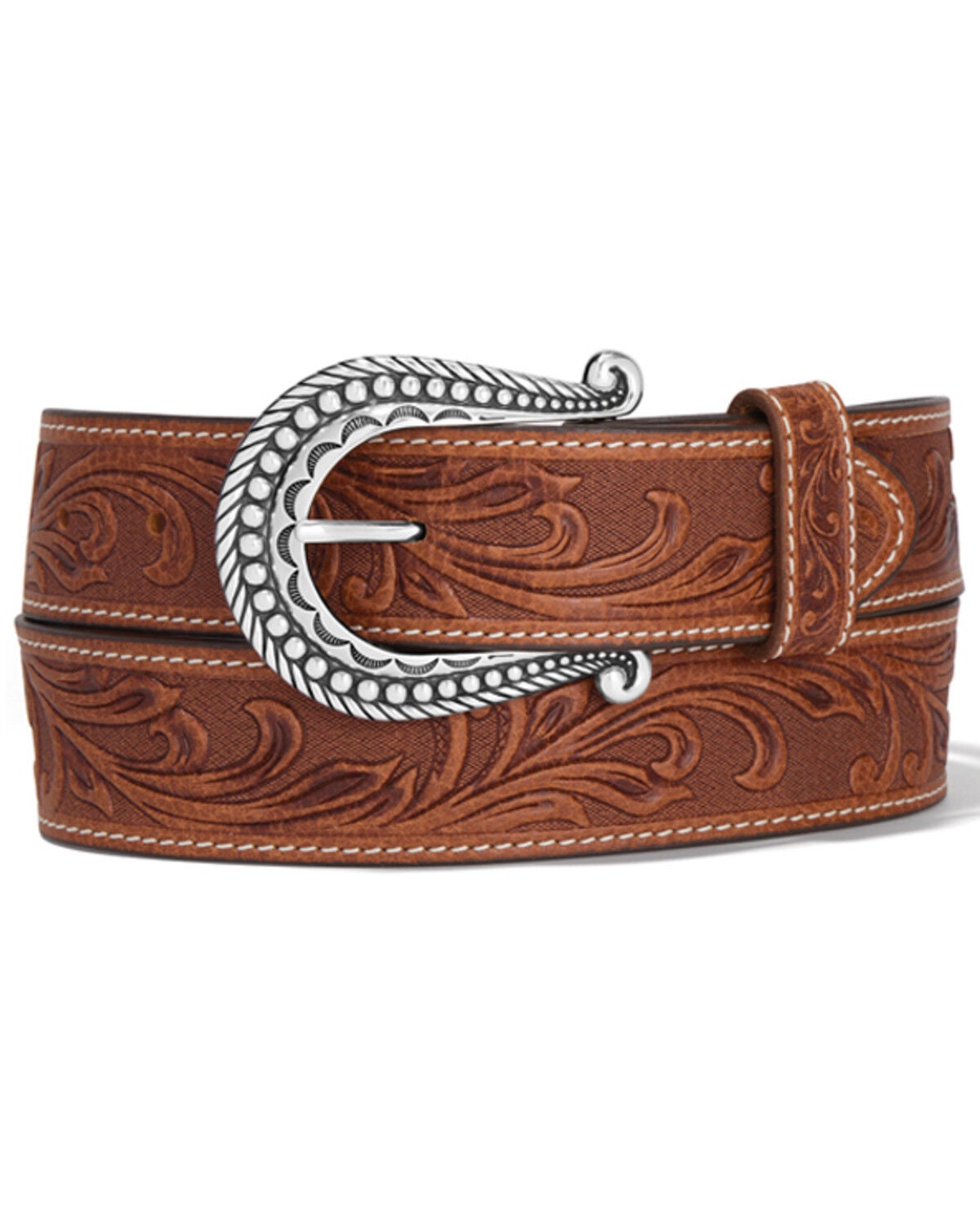 Image #1 - Tony Lama Women's Tan Paris Vine Tooled Leather Belt, Tan, hi-res