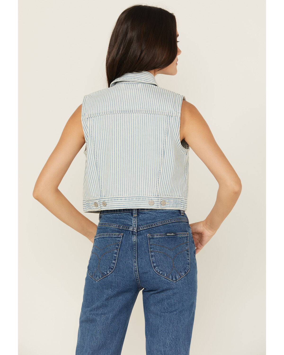 Image #4 - Levi's Women's Light Wash Striped Vest, Light Wash, hi-res