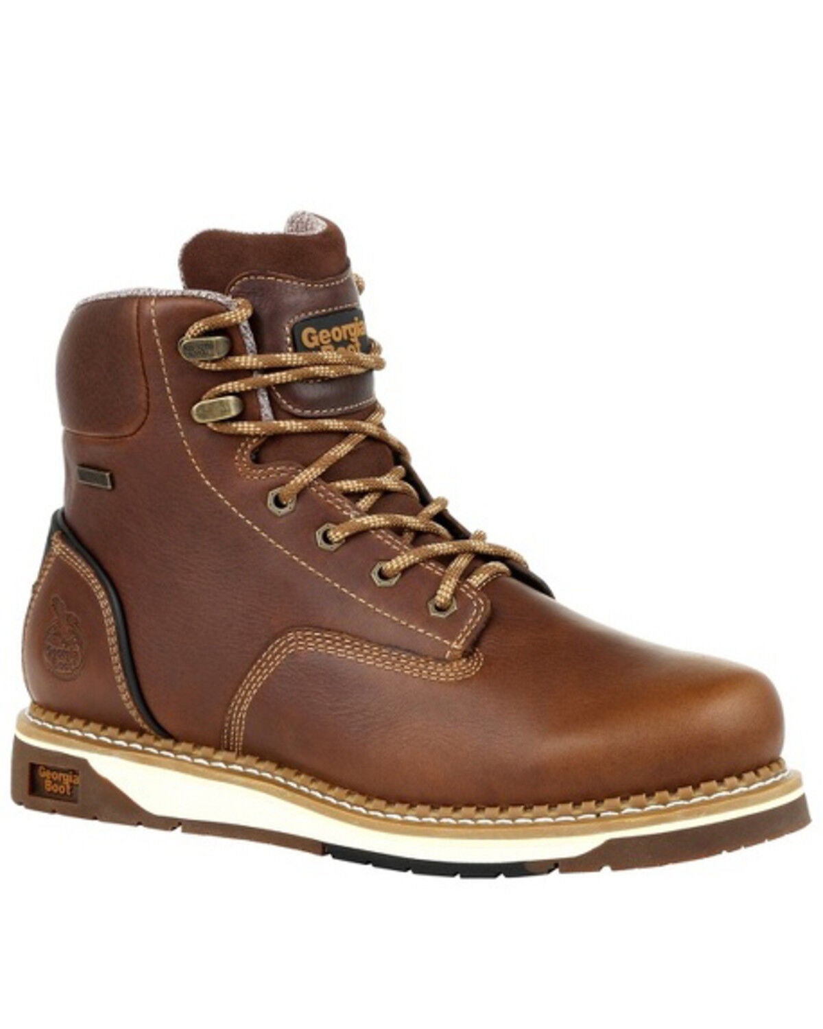 Image #1 - Georgia Boot Men's AMP LT Wedge Waterproof Work Boots - Soft Toe, Brown, hi-res