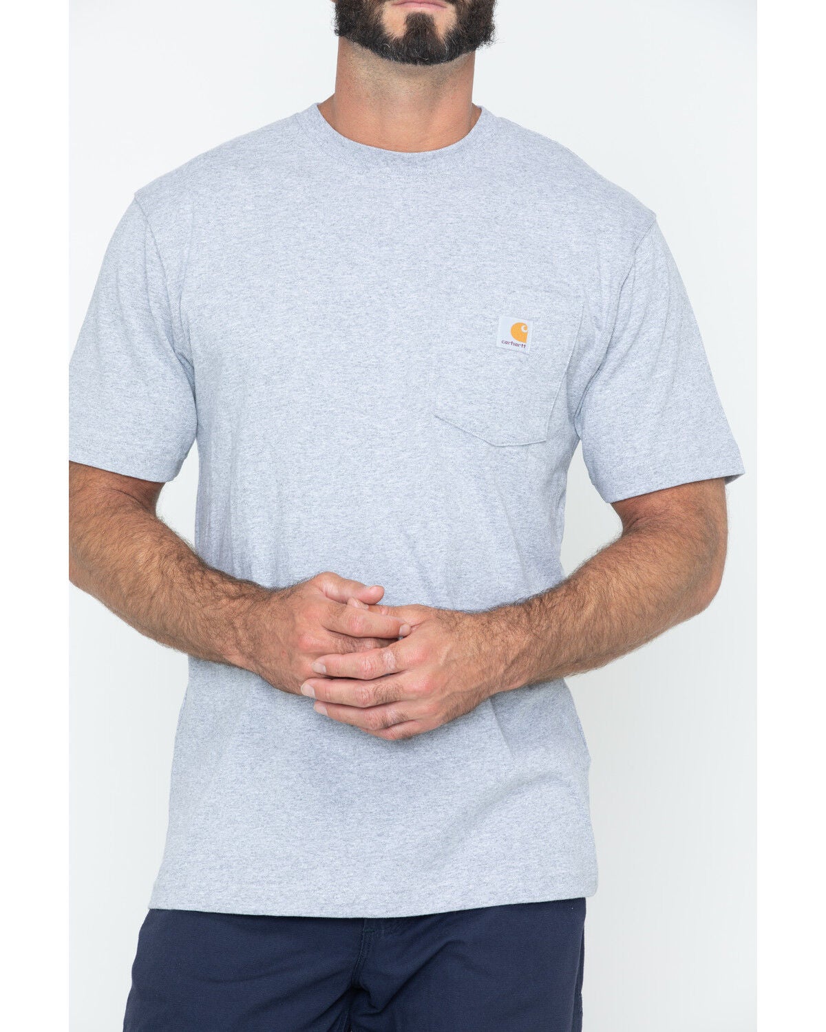 Image #2 - Carhartt Men's Loose Fit Heavyweight Logo Pocket Work T-Shirt - Big & Tall, Hthr Grey, hi-res