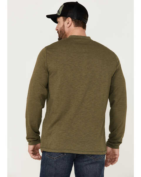 Image #4 - Brothers and Sons Men's Solid Heather Slub Long Sleeve Henley Shirt , Olive, hi-res