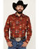 Image #2 - Cody James Men's Firewater Southwestern Print Long Sleeve Snap Western Shirt , Red, hi-res