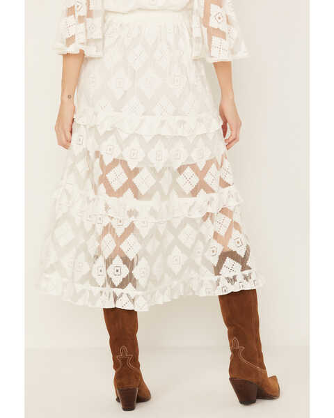 Image #3 - Shyanne Women's Diamond Embroidered Mesh Skirt, White, hi-res