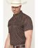 Image #2 - Rock & Roll Denim Men's TEK Medallion Print Short Sleeve Button-Down Performance Stretch Western Shirt, Dark Brown, hi-res