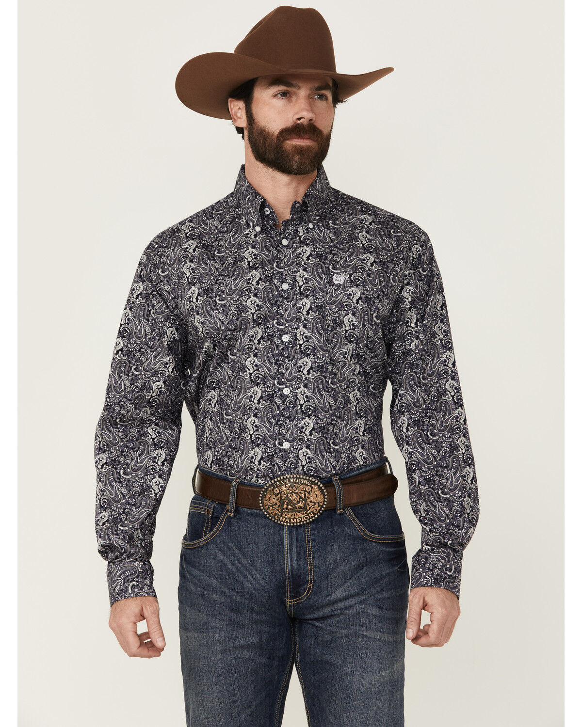 Image #1 - Cinch Men's Paisley Print Long Sleeve Button-Down Western Shirt, Multi, hi-res