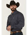 Image #2 - Cinch Men's Geo Print Long Sleeve Button-Down Western Shirt, Navy, hi-res