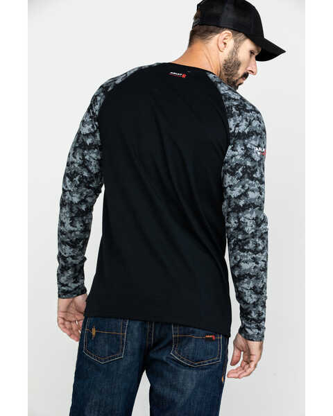 Image #2 - Ariat Men's Grey Camo FR Long Sleeve Work Raglan T-Shirt - Big, Camouflage, hi-res