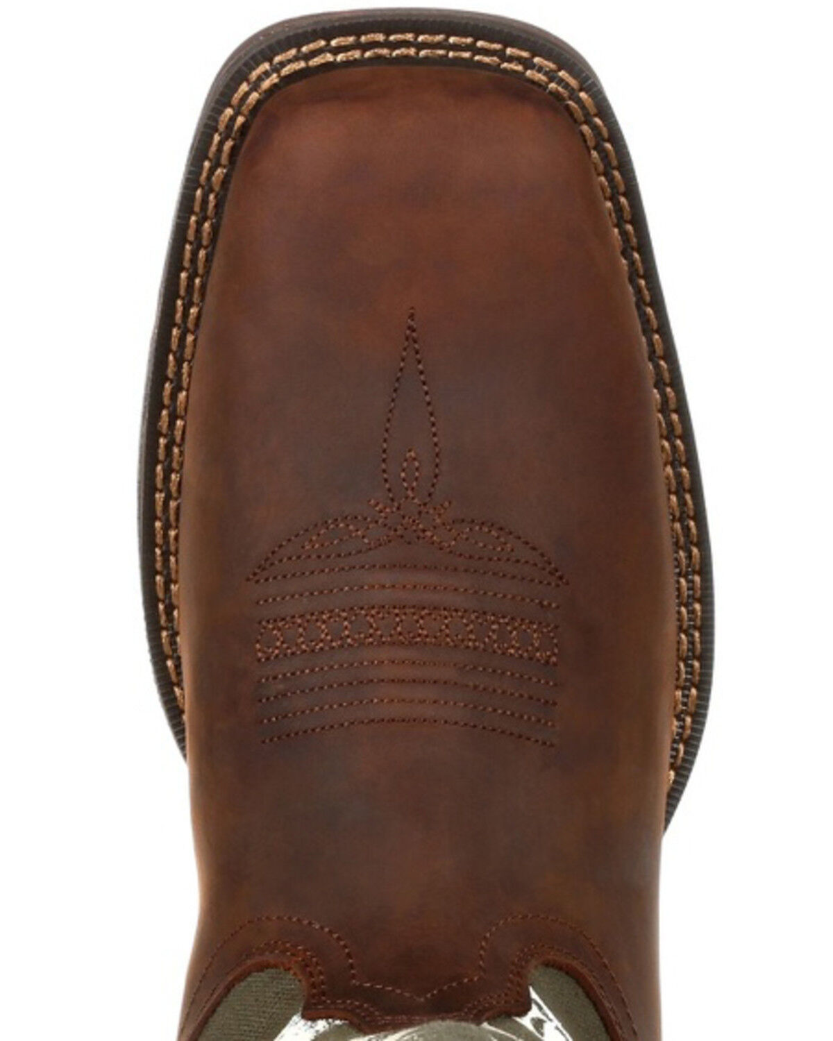 Image #6 - Durango Men's Army Green USA Western Performance Boots - Square Toe, Brown, hi-res