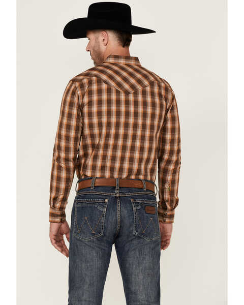 Image #4 - Cody James Men's Weekender Plaid Long Sleeve Snap Western Shirt , Brown, hi-res