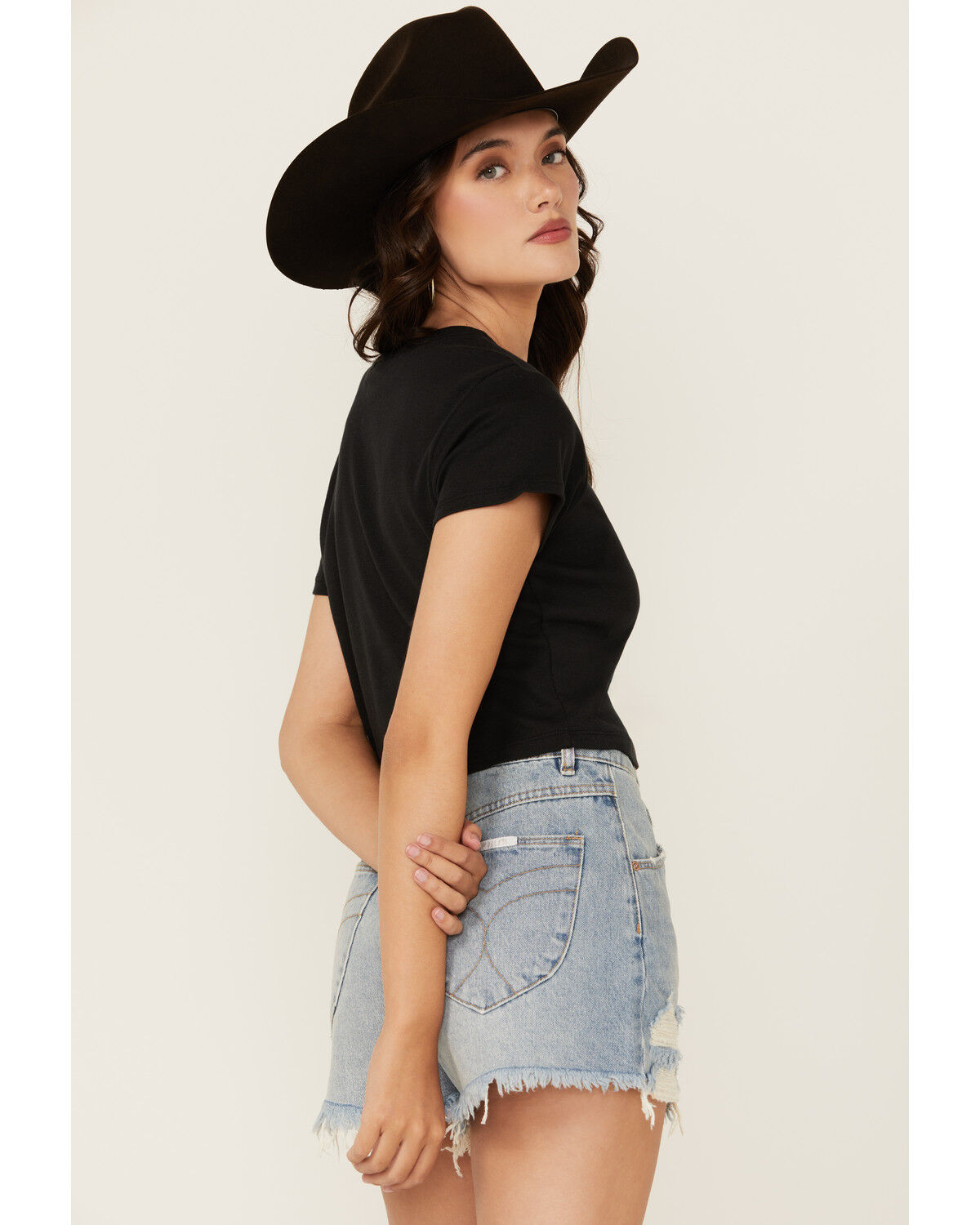 Image #4 - Girl Dangerous Women's I Heart Cowboys Graphic Baby Tee, Black, hi-res