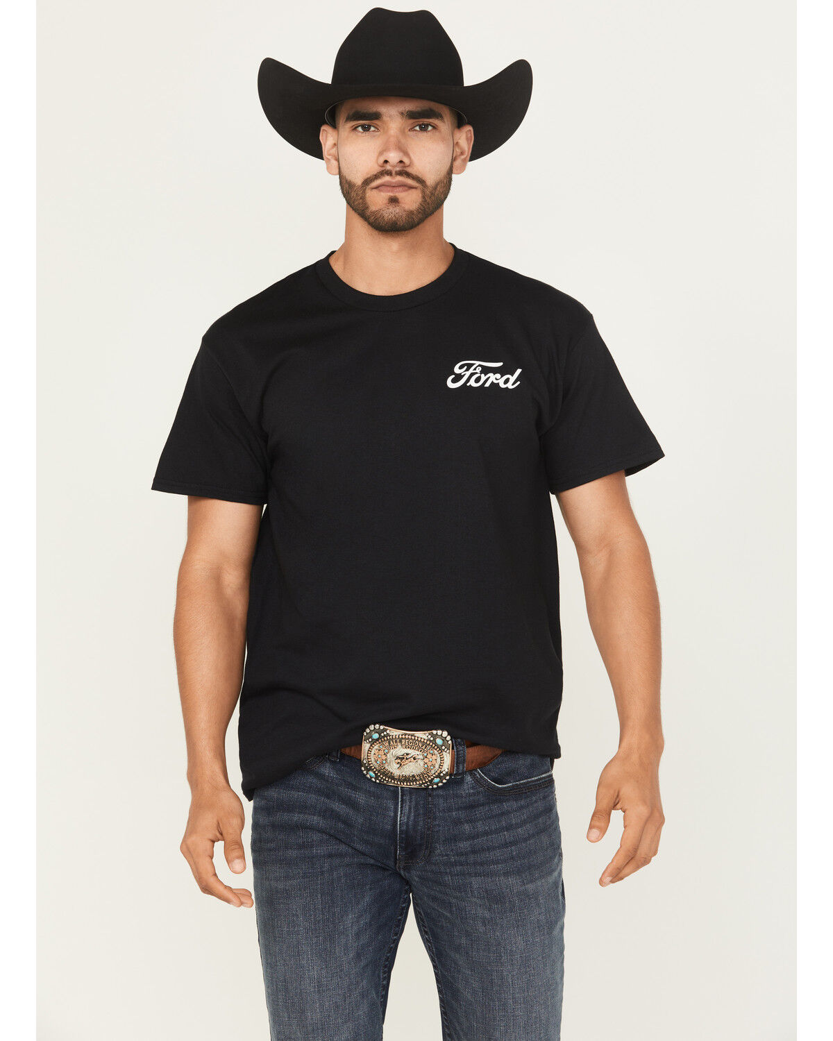 Image #2 - Buckwear Men's Ford Camo Flag Short Sleeve Graphic T-Shirt, Black, hi-res
