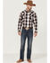 Roper Men's Large Ombre Plaid Long Sleeve Snap Western Shirt , Black, hi-res