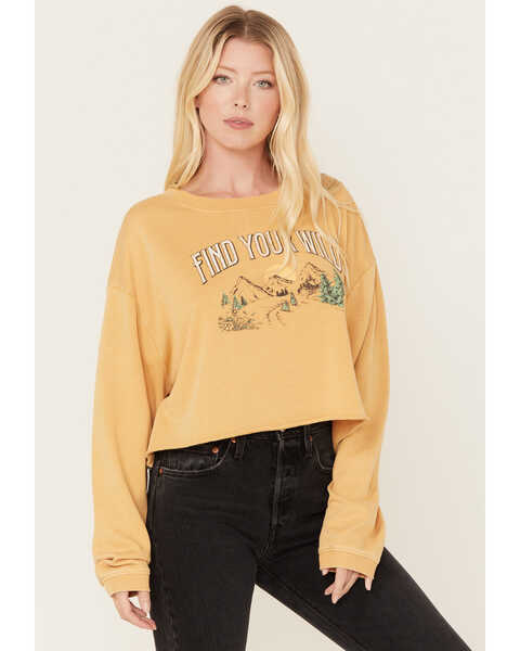 Image #3 - Cleo + Wolf Women's Find Your Wild Graphic Cropped Sweatshirt, Ivory, hi-res