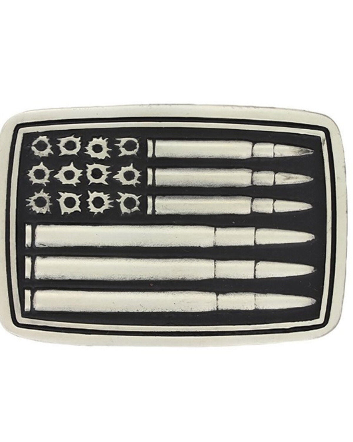 Montana Silversmiths Men's Silver Bullet Flag Attitude Buckle, Silver, hi-res