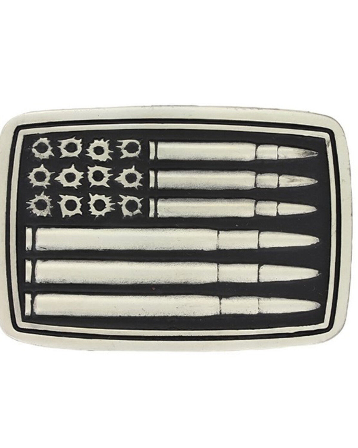 Image #1 - Montana Silversmiths Men's Silver Bullet Flag Attitude Buckle, Silver, hi-res