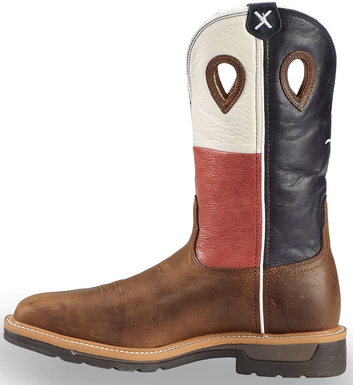 Image #3 - Twisted X Men's Lite Texas Flag Pull On Work Boots - Steel Toe, Brown, hi-res