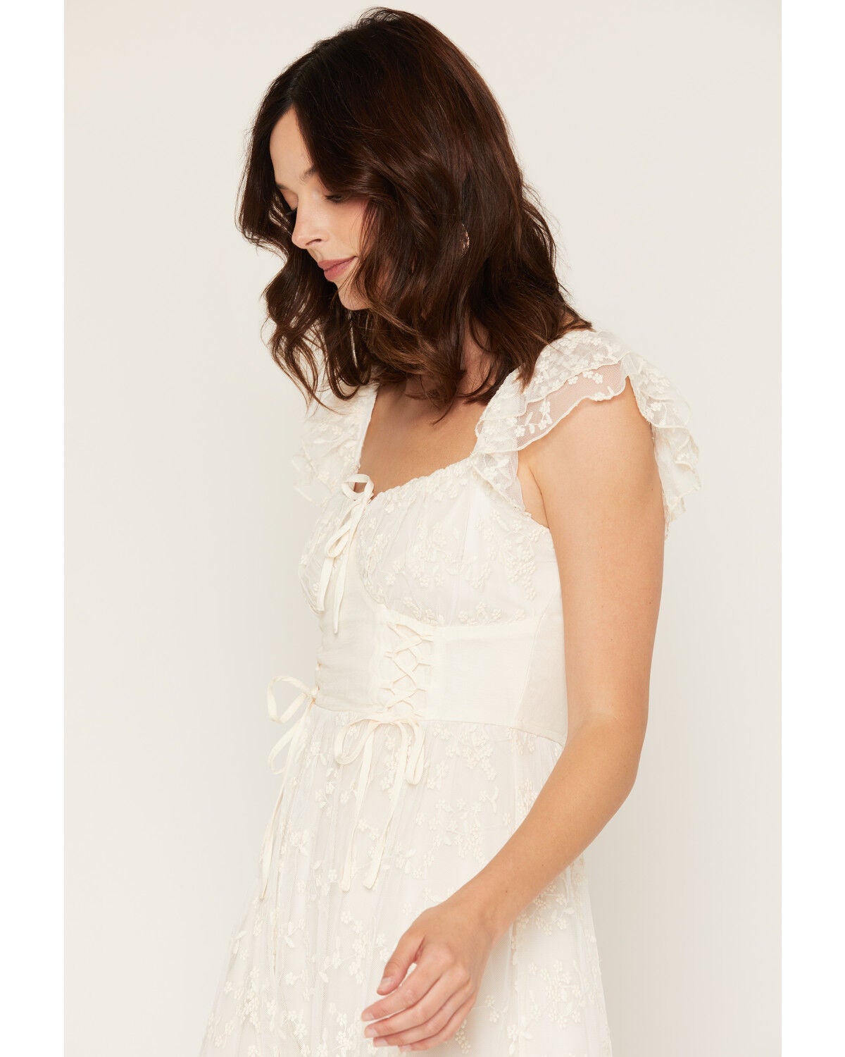 Image #2 - Ash & Violet Women's Corset Midi Dress, Ivory, hi-res