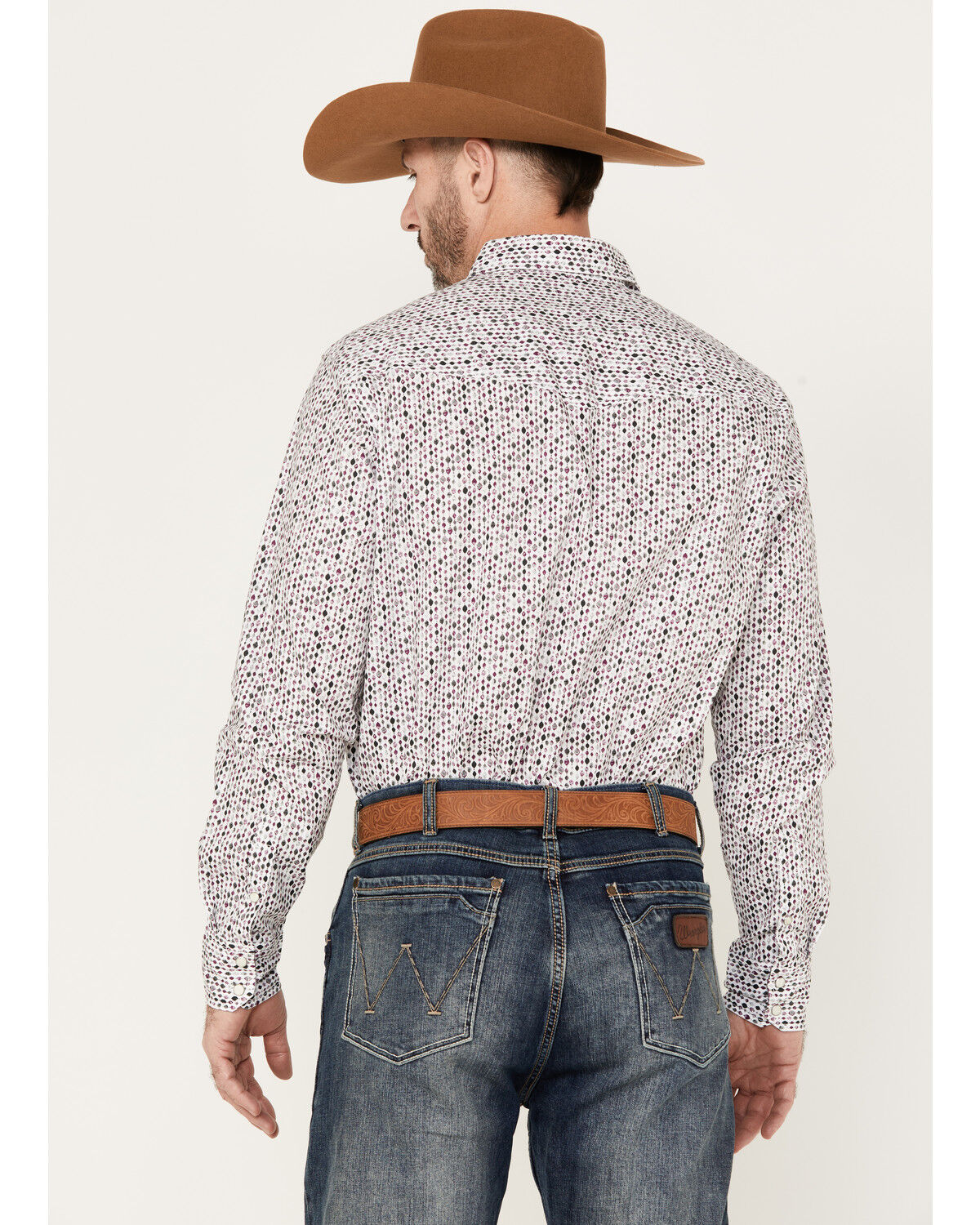 Image #4 - Wrangler 20X Men's Geo Print Long Sleeve Snap Western Shirt, White, hi-res