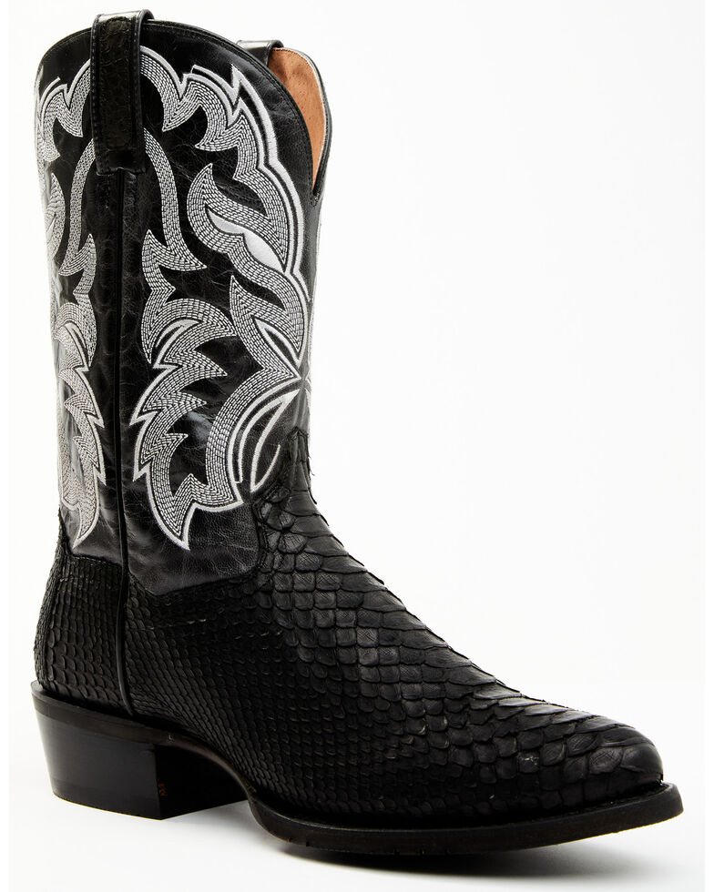 Dan Post Men's Back Cut Python Exotic Western Boots - Round Toe , Black, hi-res