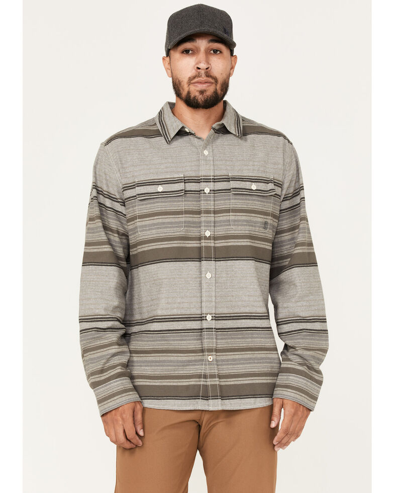 Brothers & Sons Men's Fineline Stripe Everyday Long Sleeve Button-Down Western Flannel Shirt , Sand, hi-res