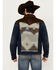 Image #4 - Cody James Men's Freedom Southwestern Yoke And Suede Trim Denim Jacket, Dark Wash, hi-res
