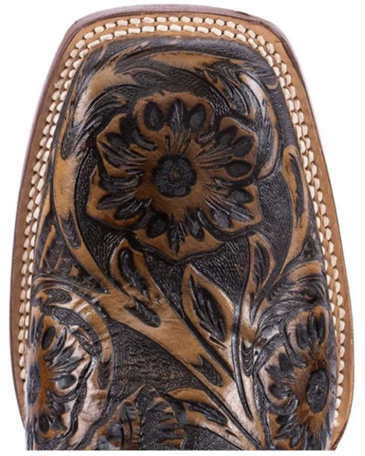 Image #5 - Tanner Mark Men's Hand Tooled Western Boots - Broad Square Toe, Brown, hi-res