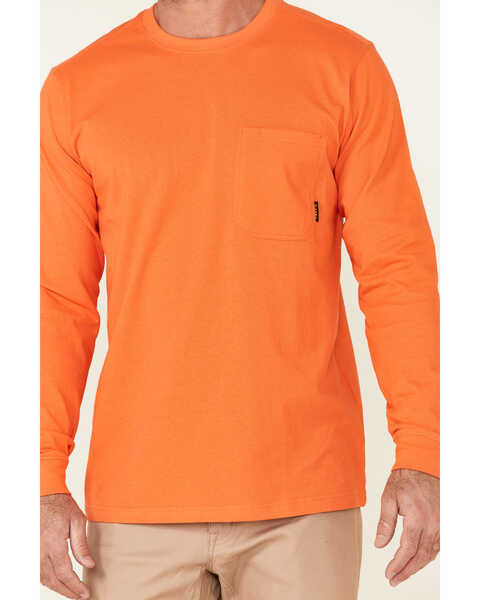 Image #3 - Hawx Men's Solid Orange Forge Long Sleeve Work Pocket T-Shirt - Big, Orange, hi-res