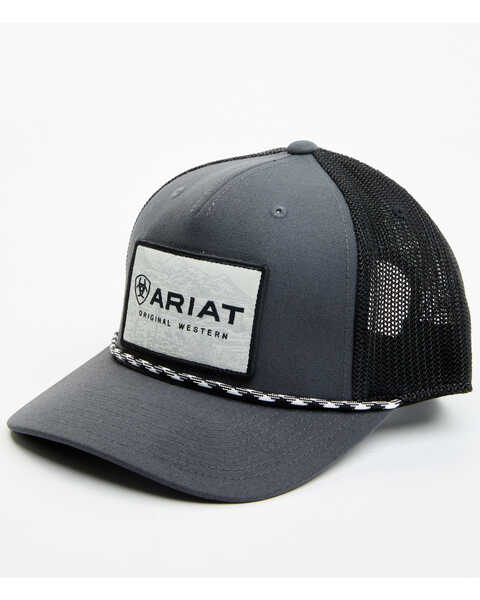 Ariat Men's Logo Patch Ball Cap , Black, hi-res