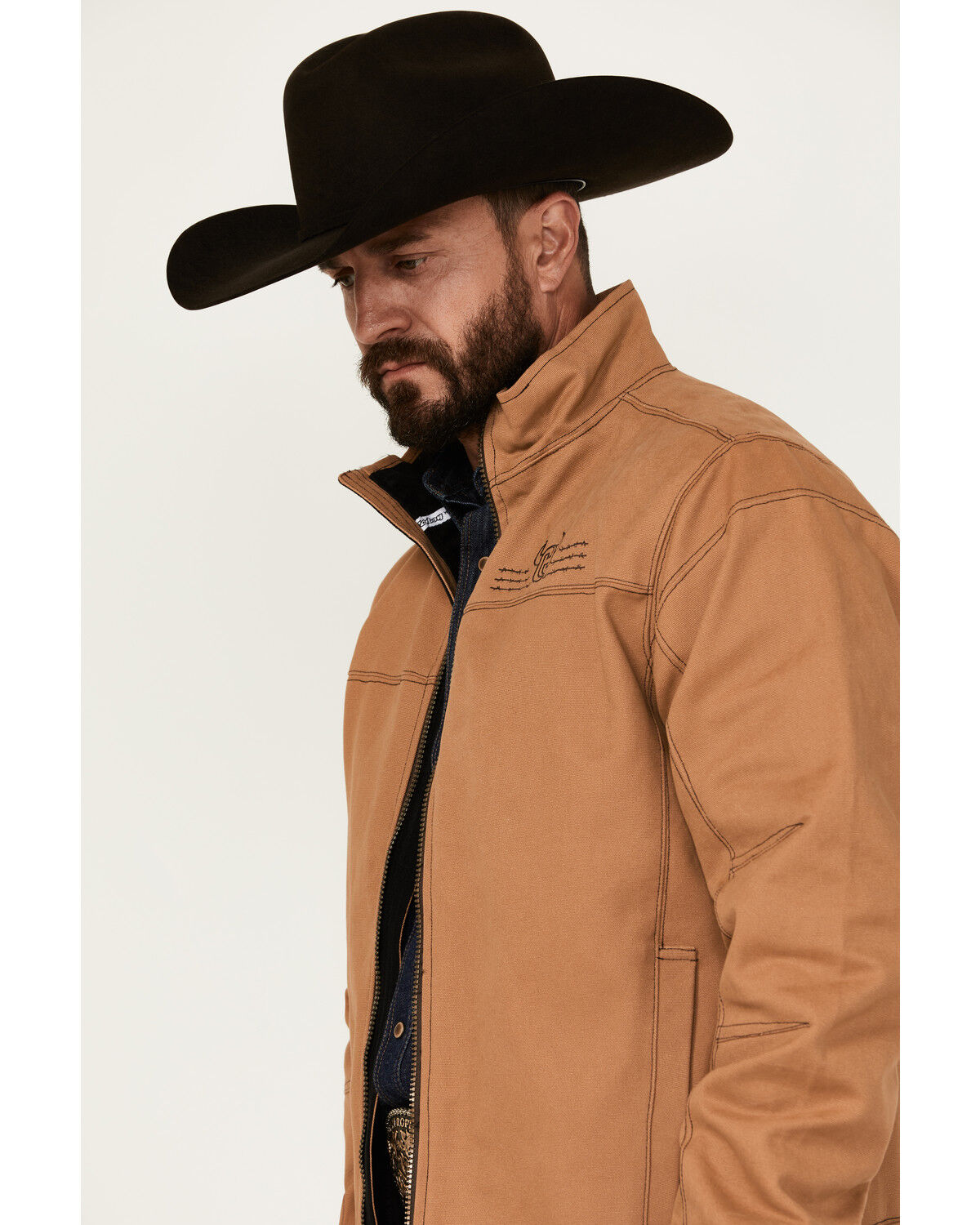 Image #2 - Cowboy Hardware Men's Woodsman Logo Softshell Jacket, Camel, hi-res