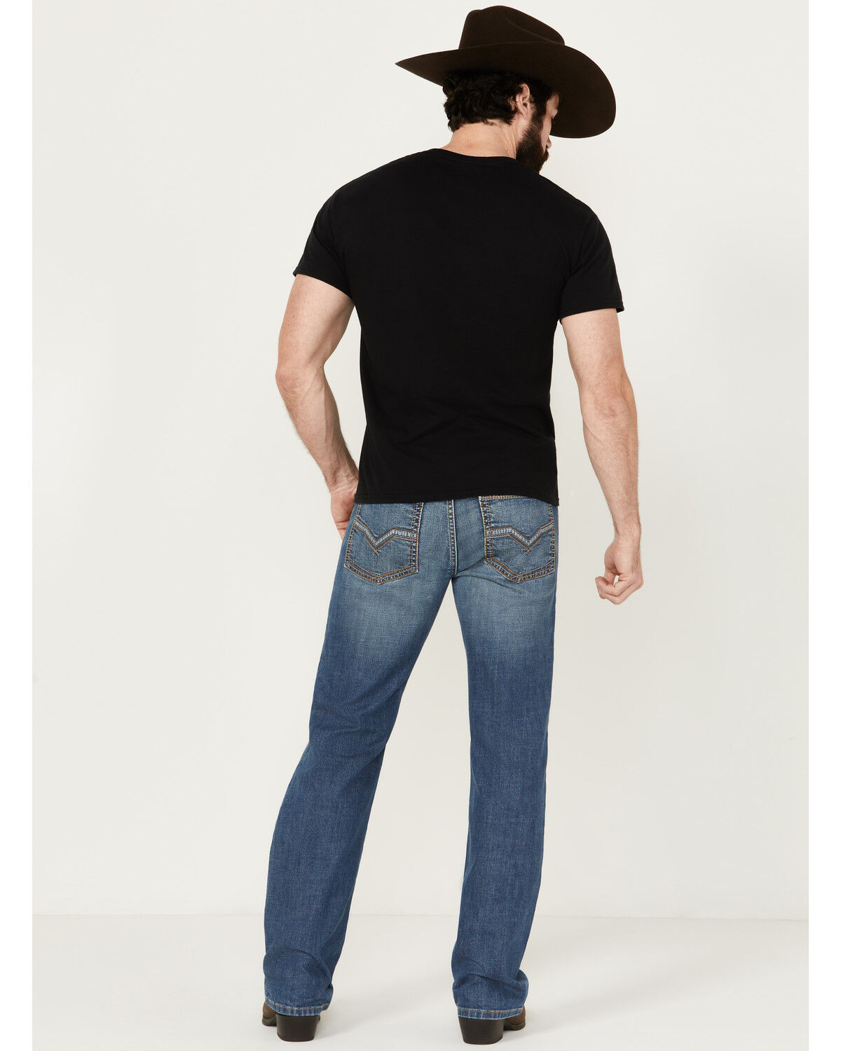 Image #3 - Moonshine Spirit Men's Medium Wash White Lightning Slim Bootcut Stretch Denim Jeans, Medium Wash, hi-res