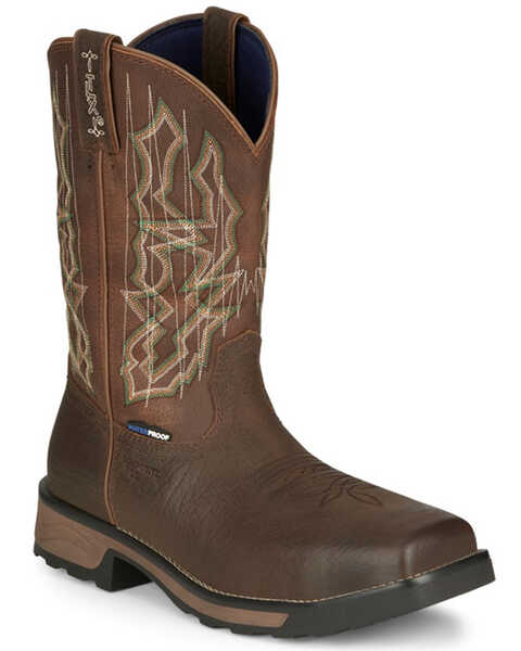 Tony Lama Men's Anchor Water Buffalo Pull On Western Work Boots - Composite Toe , Brown, hi-res