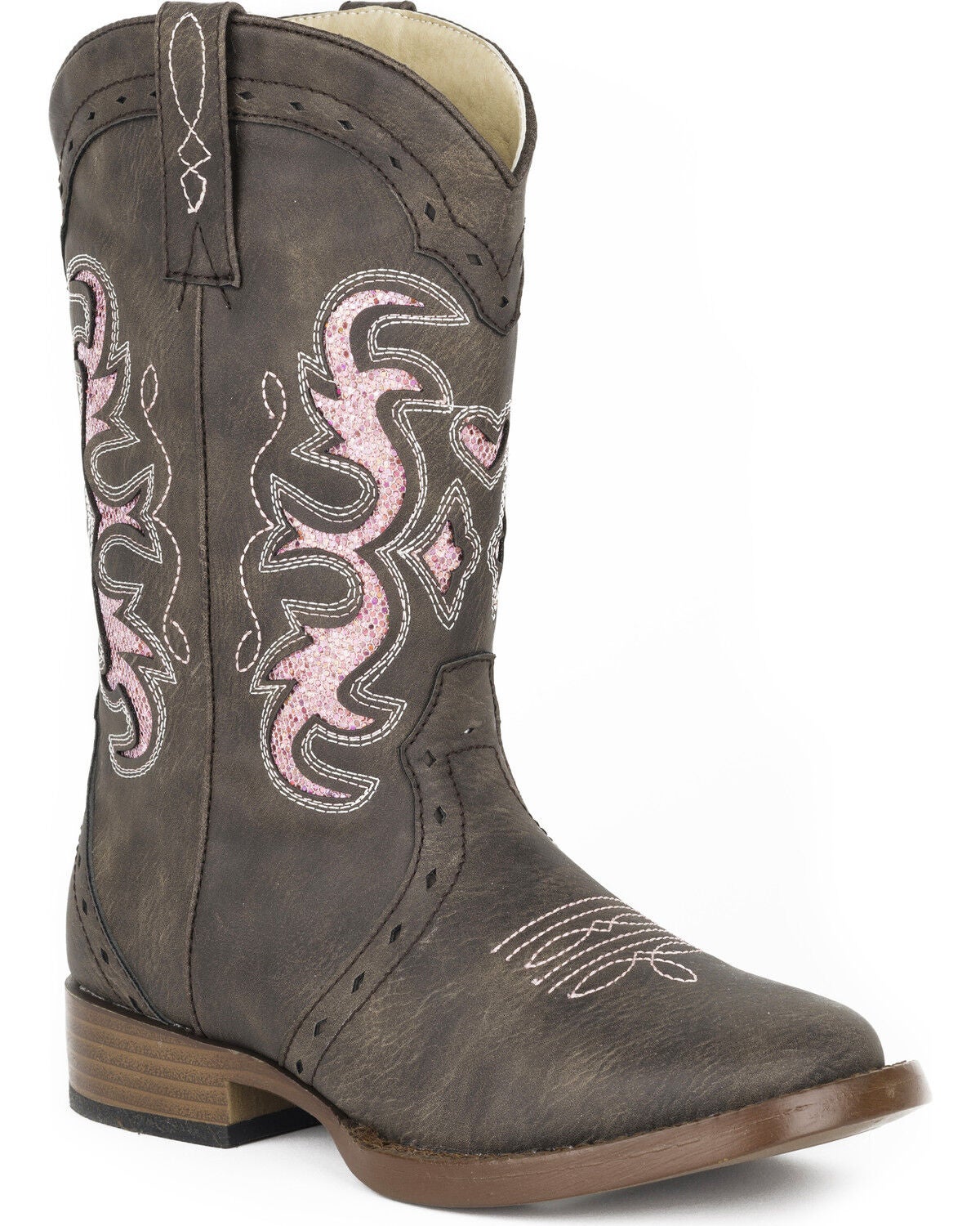 Roper Girls' Lexi Western Boots - Square Toe, Brown, hi-res
