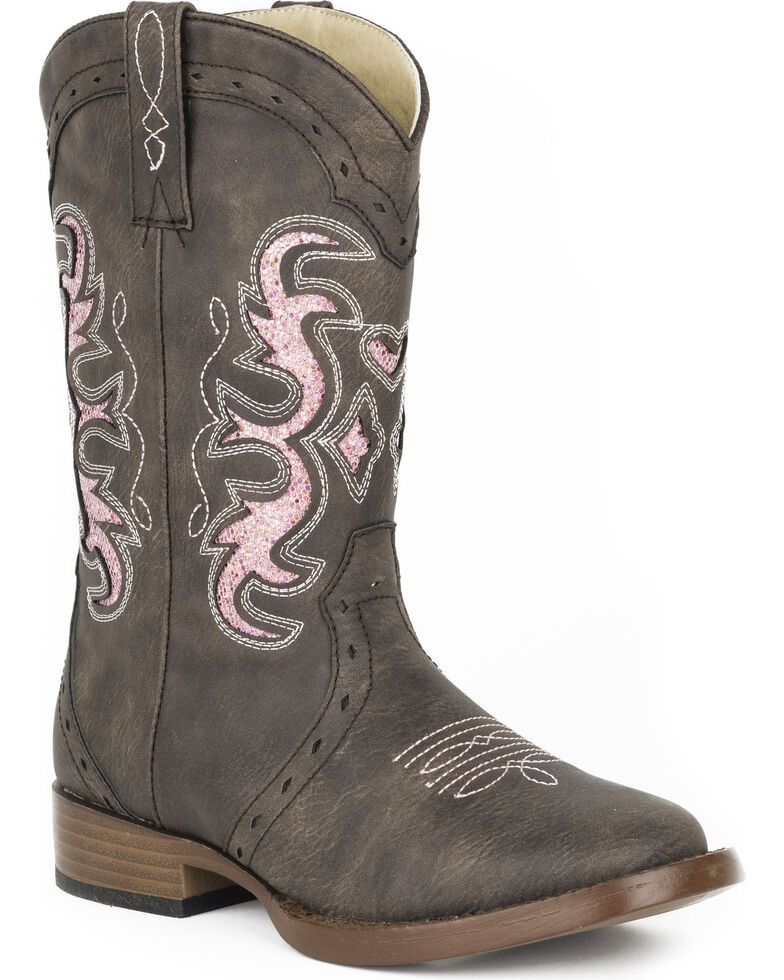 Roper Girls' Brown Lexi Western Boots - Square Toe , Brown, hi-res