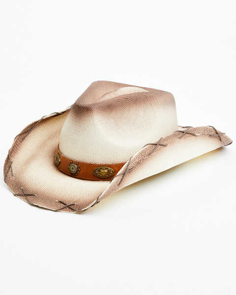 Cody James Men's Ulysses Concho Straw Cowboy Hat, Natural, hi-res