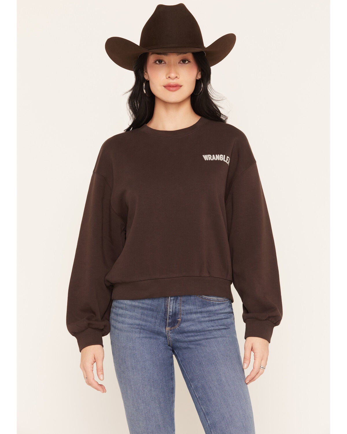 Image #2 - Wrangler Retro Women's Metallic Graphic Crew Neck Sweatshirt, Brown, hi-res