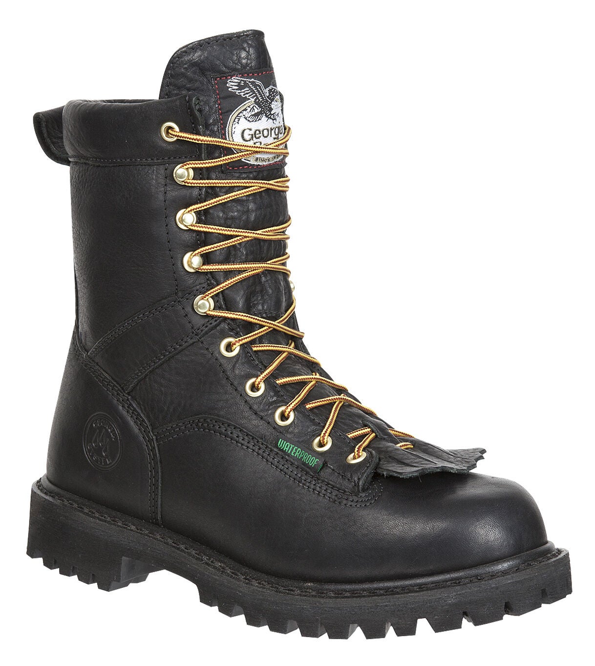 Georgia Boot Men's Waterproof Low Heel Logger Boots - Round Toe, Black, hi-res