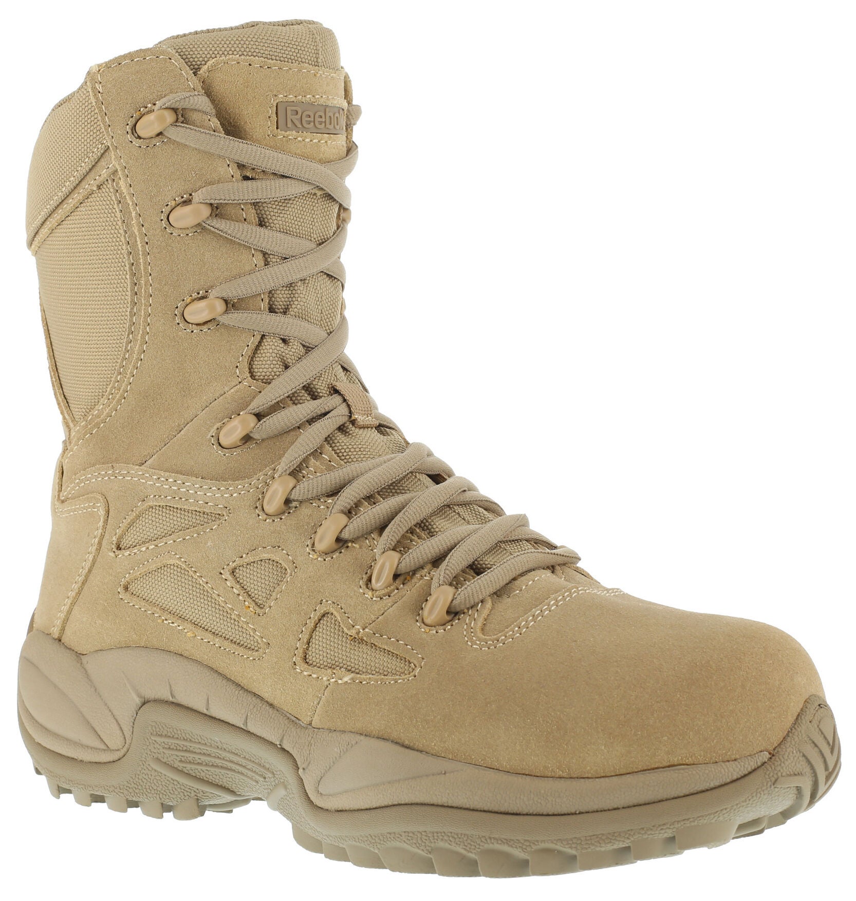 Reebok Women's Stealth 8" Lace-Up Side-Zip Work Boots - Composite Toe, Desert Khaki, hi-res