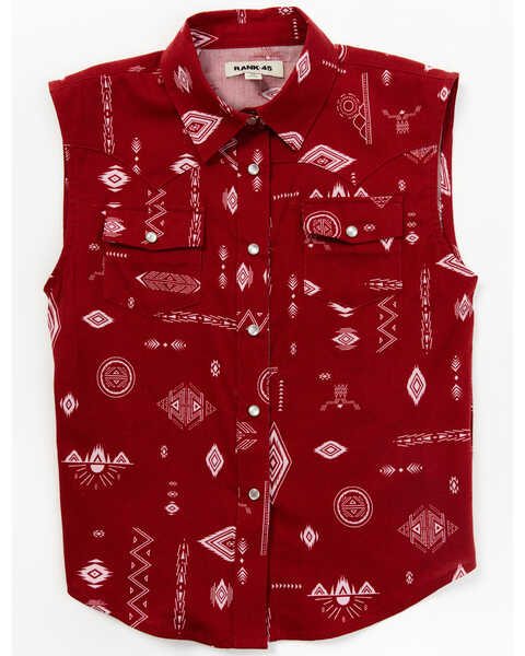 RANK 45 Toddler Girls' Southwestern Print Sleeveless Shirt, Red, hi-res