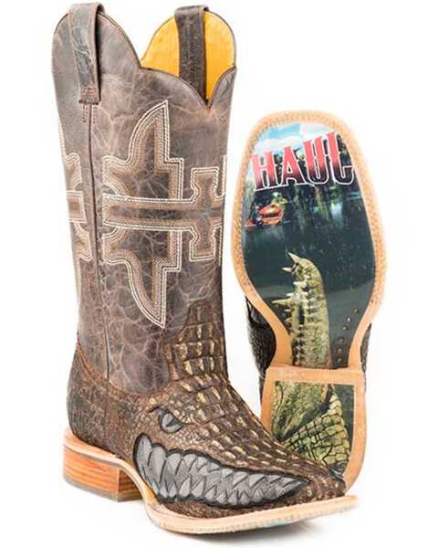 Image #1 - Tin Haul Men's Swamp Chomp Western Boots - Broad Square Toe, Brown, hi-res
