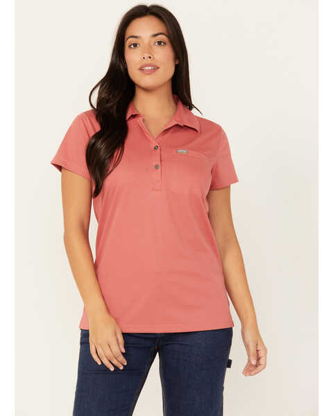 Image #1 - Ariat Women's Rebar Foreman Short Sleeve Polo Shirt , Red, hi-res