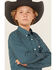 Image #2 - Cinch Boys' Geo Print Long Sleeve Button-Down Western Shirt, Teal, hi-res