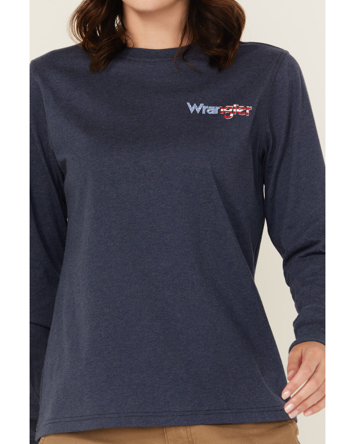 Image #3 - Wrangler Women's FR Americana Long Sleeve Graphic Work T-Shirt, Navy, hi-res