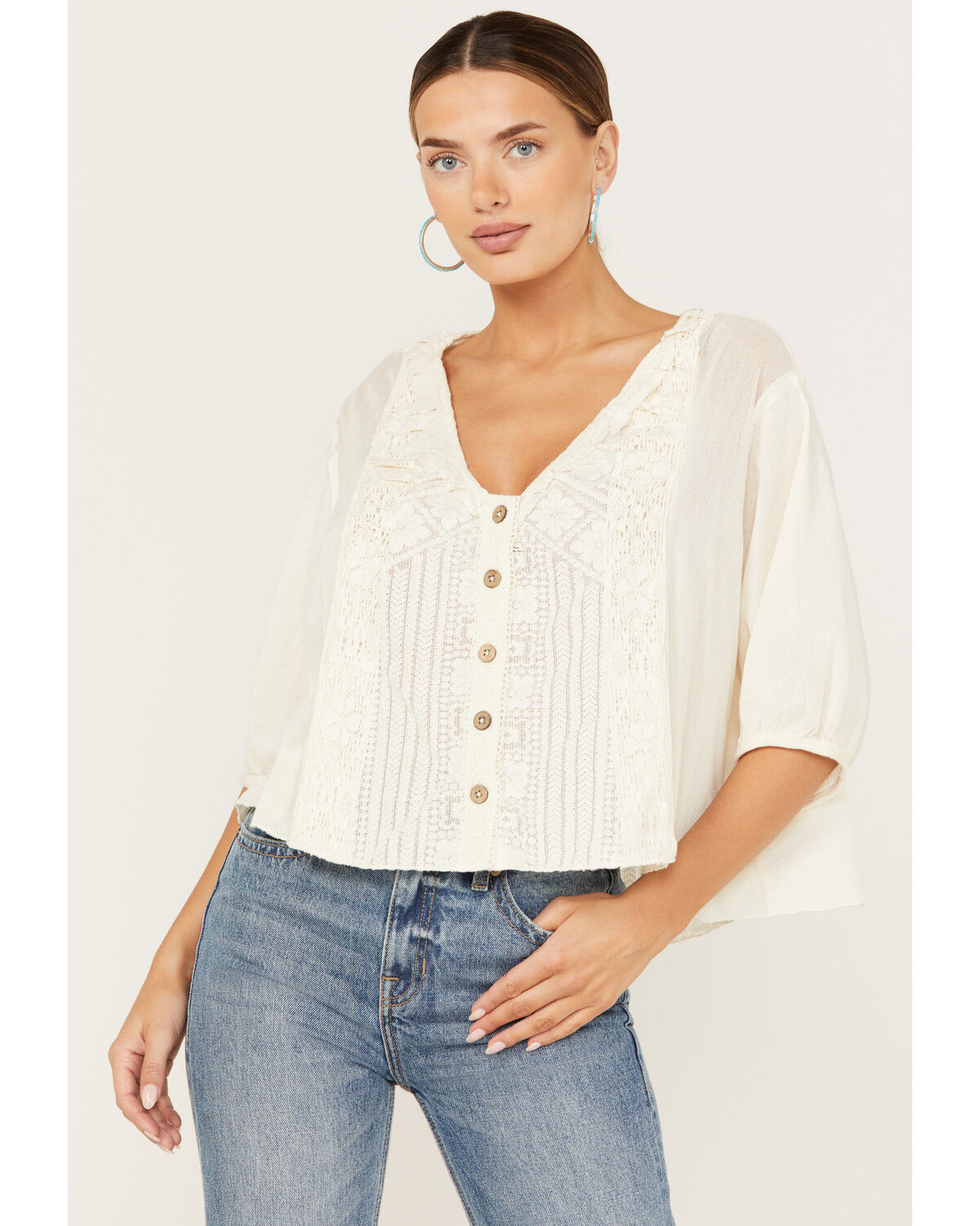 Image #1 - Free People Women's Mae Top, Ivory, hi-res