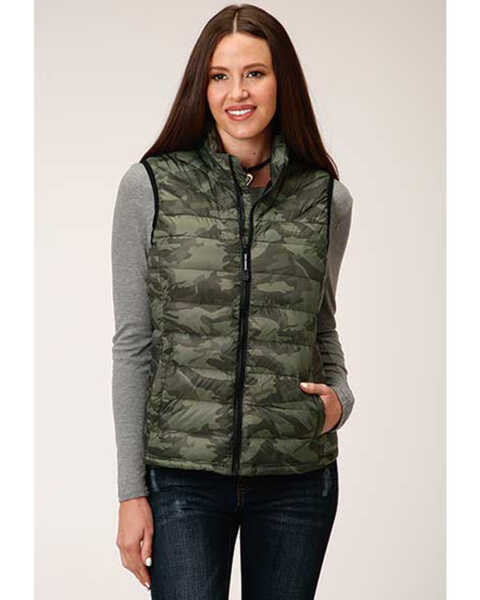 Roper Women's Camo Quilted Puffer Vest, Camouflage, hi-res