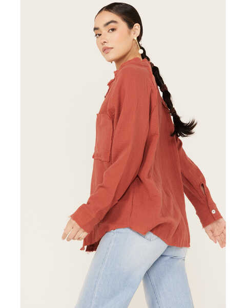 Image #3 - Wild Moss Women's Gauze Long Sleeve Button Down Shirt, Rust Copper, hi-res