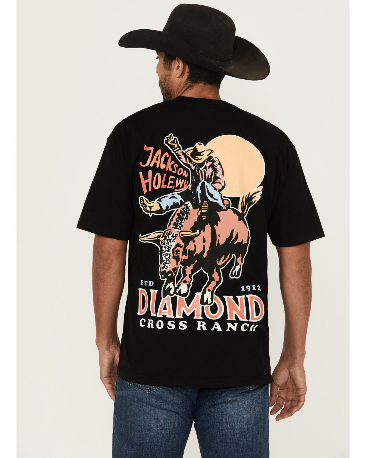 Image #1 - Diamond Cross Ranch Men's Sunshine Bull Ride Short Sleeve Graphic T-Shirt, Charcoal, hi-res