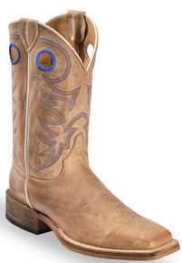 Justin Men's Bent Rail Cowboy Boots - Square Toe, Beige, hi-res