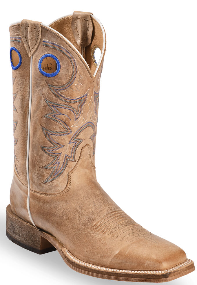 Justin Men's Caddo Beige Bent Rail Cowboy Boots - Square Toe, Beige, hi-res