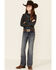 Image #2 - Roper Girls' Windowpane Plaid Print Fancy Yoke Long Sleeve Pearl Snap Western Shirt, Brown, hi-res