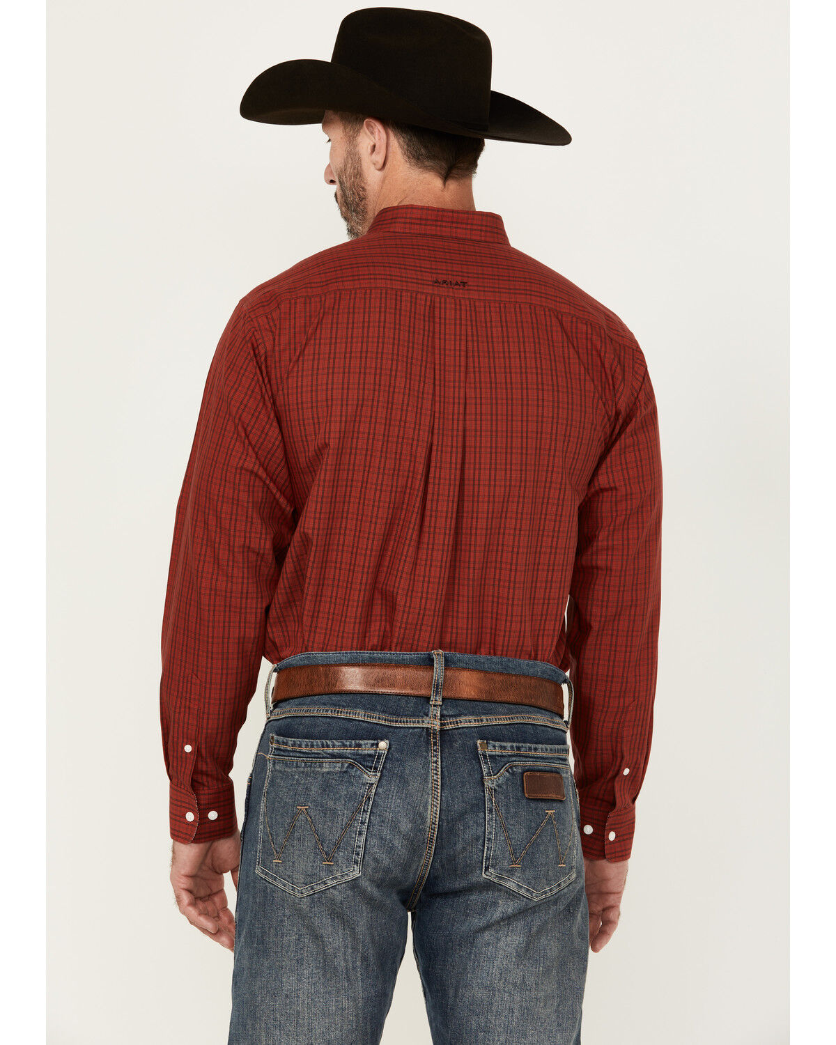 Image #4 - Ariat Men's Ian Plaid Print Long Sleeve Button-Down Western Shirt, Red, hi-res
